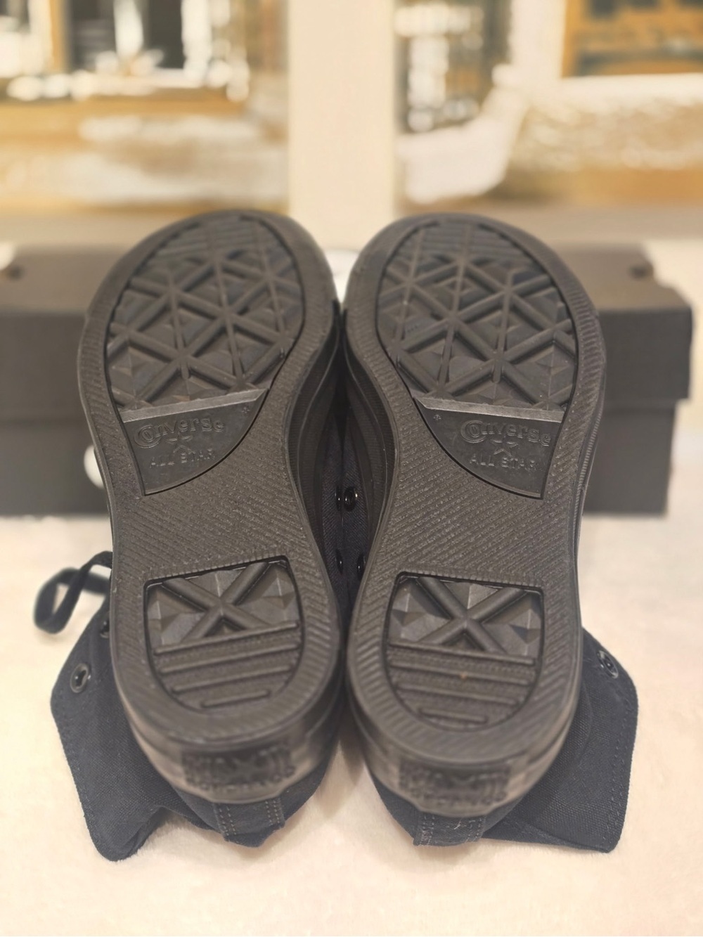 All-Black High Top Canvas Sneakers Monochrome Mens 5.5 Women’s 7.5 NIB - Picture 4 of 6